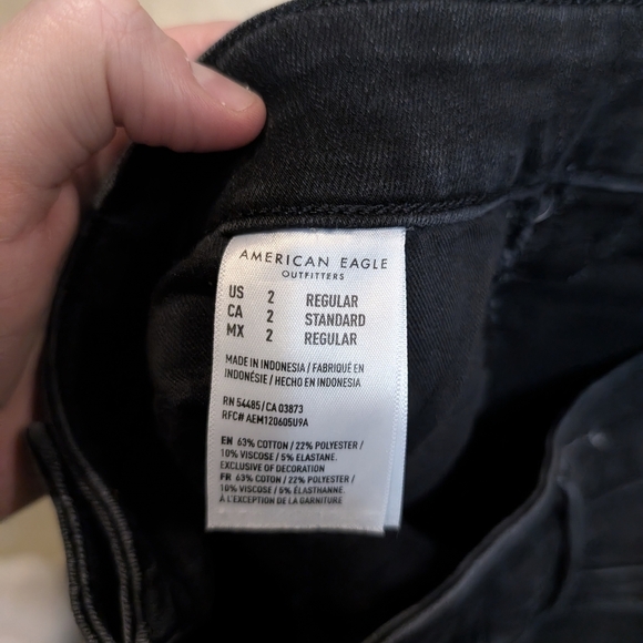 American Eagle Hi-Rise Jegging The Dream Jean Women's 2 Black Stretch - Picture 5 of 7